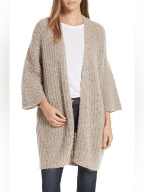 Brochu Walker Baby Alpaca and Wool Noor Cadigan Sweater - Size XS - Beige